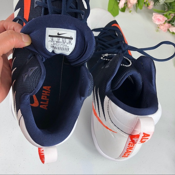 Cleats Nike Alpha Menace Blue White Orange Sz 18 - Picture 7 of 8